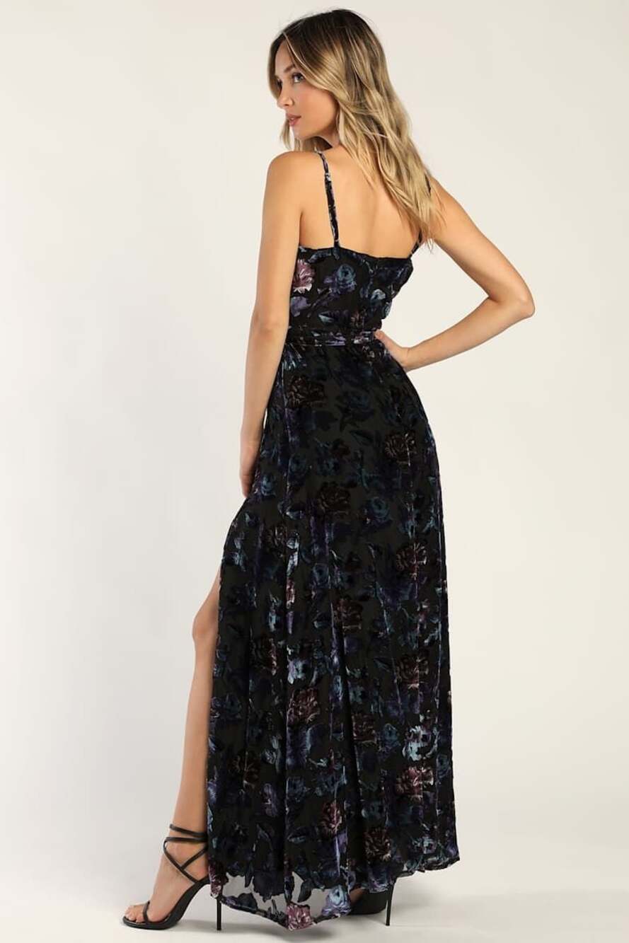 Lulus Floral Velvet Burnout Maxi Dress Size M